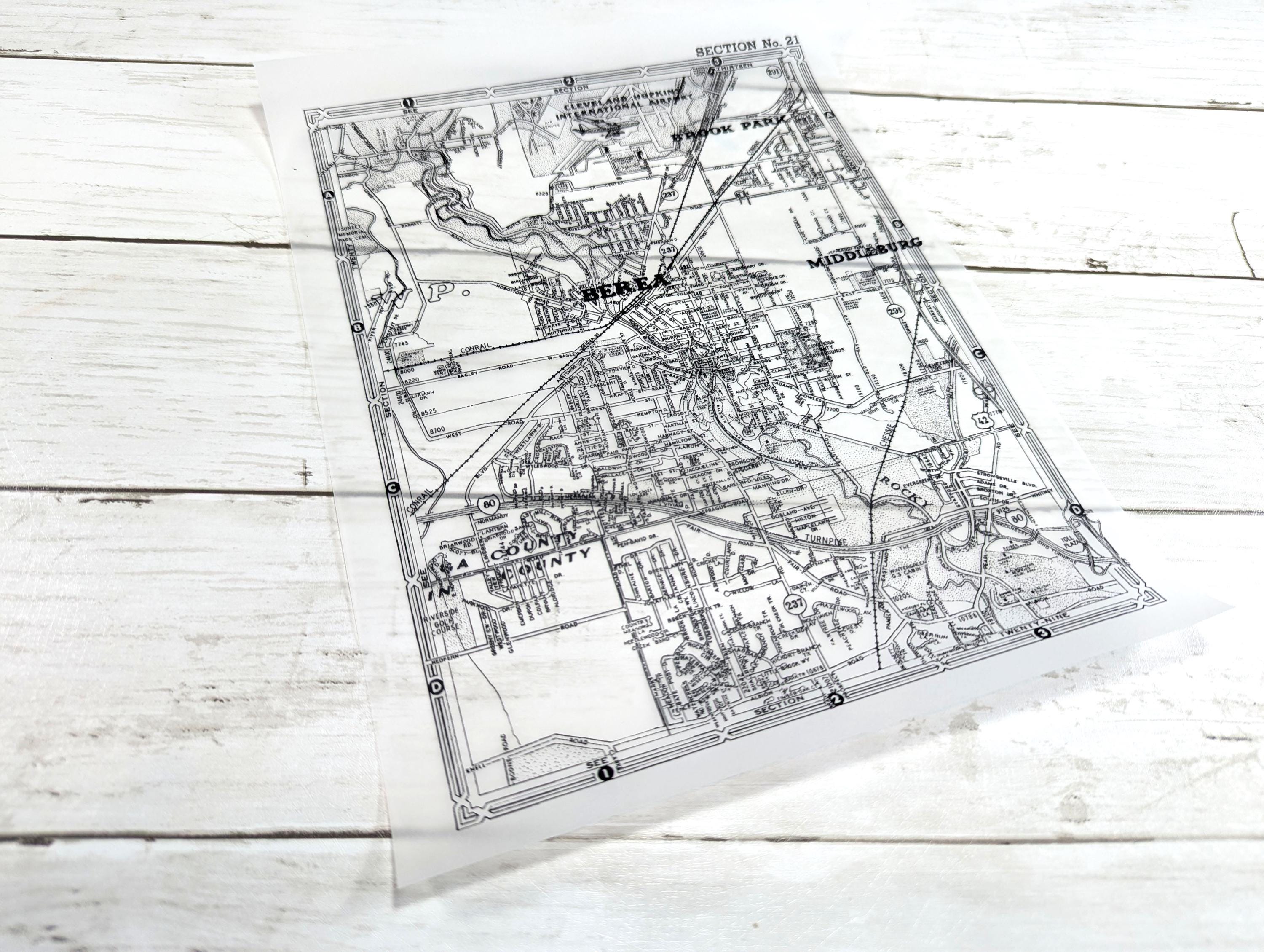 Paper Transparency Map Vintage Translucent Map Paper for Art Journaling, Decoupage & Mixed ...