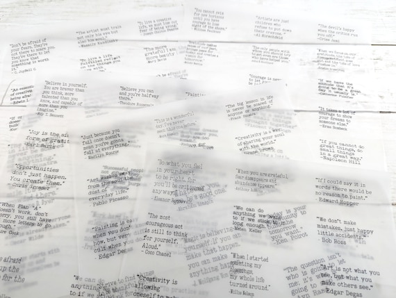 Translucent Quote Paper for Scrapbooking, Journaling & Mixed Media Art - 5 Sheets of Ephemera