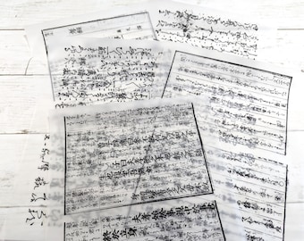 Japanese Calligraphy Translucent Mixed Media Paper for Art orJunk Journal Collage, Vintage Writing
