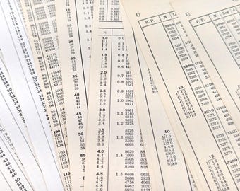 Numerical Chart Pages Collage Paper Pack - Ephemera for Art Junk Journals & Mixed Media Art