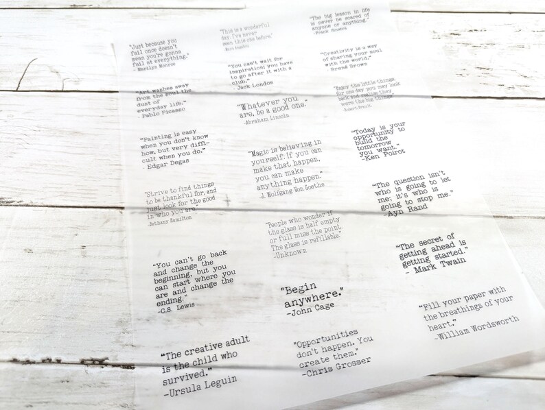 Translucent Quote Ephemera Paper for Art and Junk Journaling & Mixed Media Art, (5 sheets) immagine 6