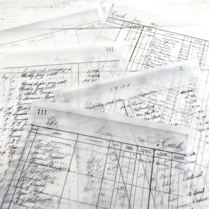 Vintage Ledger Papers: Translucent Collage Fodder Ephemera for Art, Junk Journals, Scrapbooking
