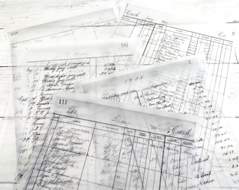 Vintage Ledger Papers: Translucent Collage Fodder Ephemera for Art, Junk Journals, Scrapbooking