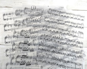 Translucent Music Paper: 5 Sheets Vintage Ephemera from the 1920s for Art Journaling, Scrapbooking & Crafts
