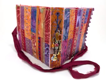 Art Junk Journal Handmade | Boho Mixed Media Book with Ephemera Collage Papers Inside