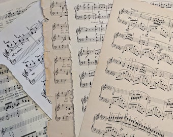 20 Large Vintage Sheet Music Pages, Authentic Antique Music Pages, Great for Scrapbooking, Ephemera, Junk Journaling, Decoupage