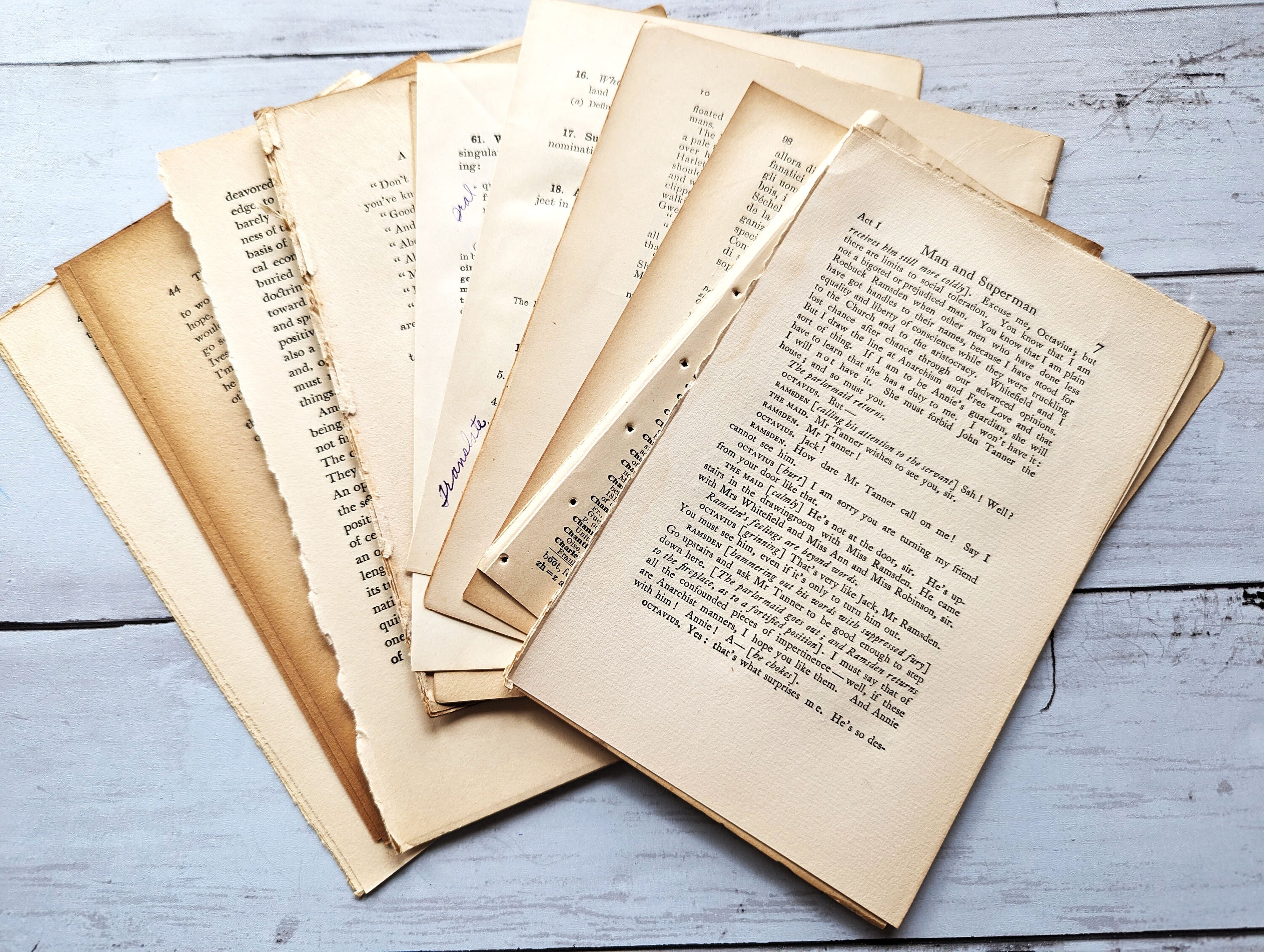 Vintage Book Pages Paper Pack, Unique Ephemera for Junk Art Journals ...