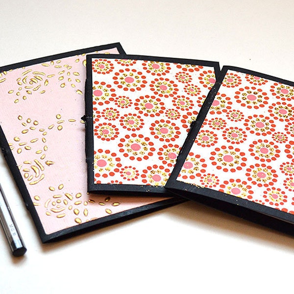 Handmade Notebooks, Mini notebook set of 3, mini handmade notebook, blank journal, handmade book, writing journal, blank mini book