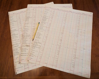 3 Huge Original Handwritten Ledger Pages: 1890s Vintage Pages, Antique Ephemera or Decoupage Papers, Collage Fodder for Your Journal