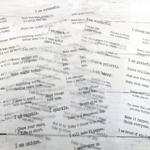 Positive Affirmations Collage Sheets to Inspire You: Translucent Art and Junk Journaling Ephemera for Decoupage  Positive