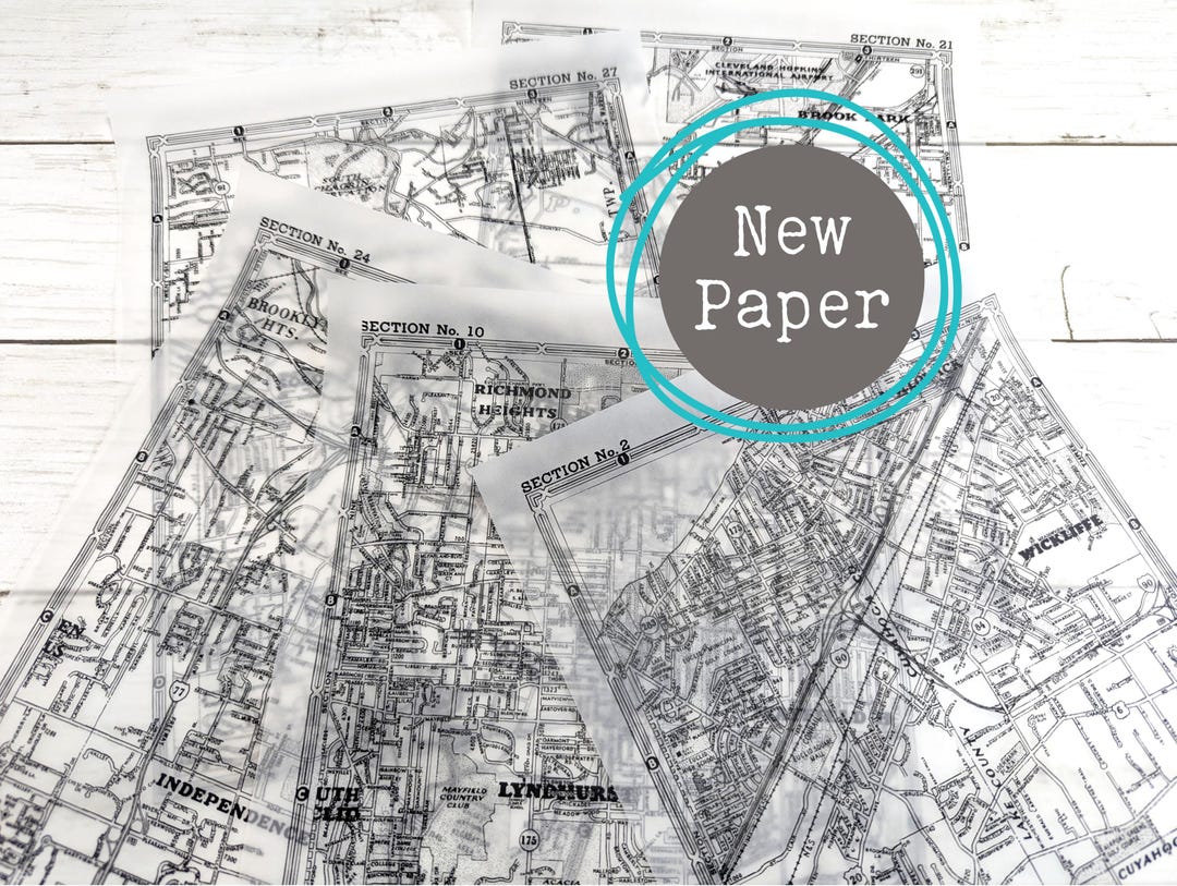 Paper Transparency Map Vintage Translucent Map Paper for Art Journaling, Decoupage & Mixed ...