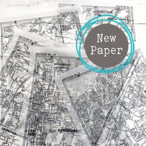 Vintage Translucent Map Paper for Art Journaling, Decoupage & Mixed Media Projects (5 Sheets)