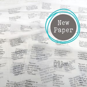 Translucent Quote Paper for Scrapbooking, Journaling & Mixed Media Art - 5 Sheets of Ephemera