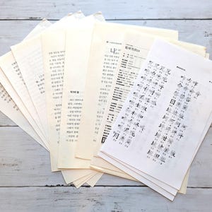 May include: A stack of papers with text in a foreign language. The papers are arranged in a fan shape and are on a light wood surface.