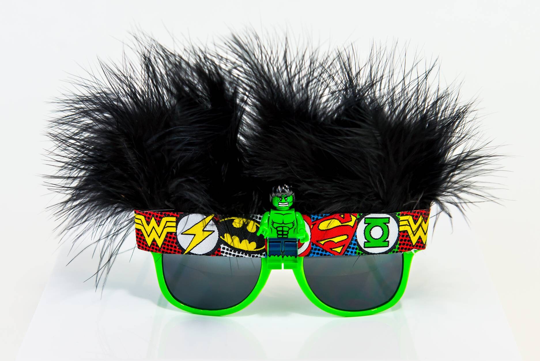 Incredible Hulk Superhero Feather Sunglasses Neon Green