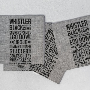 Whistler Ski Runs Bus Scroll Serviettes