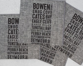 Bowen Island Beaches Bus Scroll Serviettes