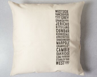 West Side Vancouver Neighbourhoods Pillow