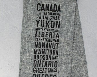 Canada Bus Scroll Tea Towel
