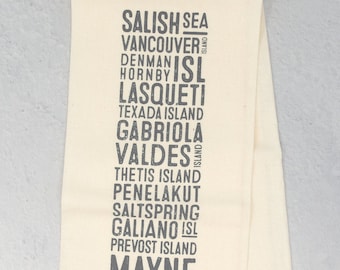 Salish Sea Gulf Islands Tea Towel