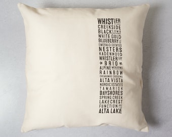 Whistler Neighbourhood Bus Scroll Pillow