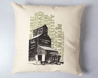 Grain Elevator Pillow Cover Canadian Icons Prairie Decor