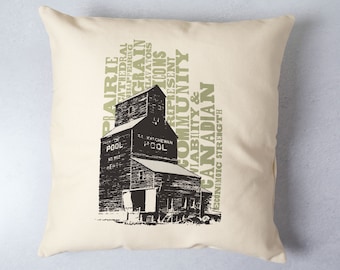 Grain Elevator Pillow Cover Canadian Icons Prairie Decor