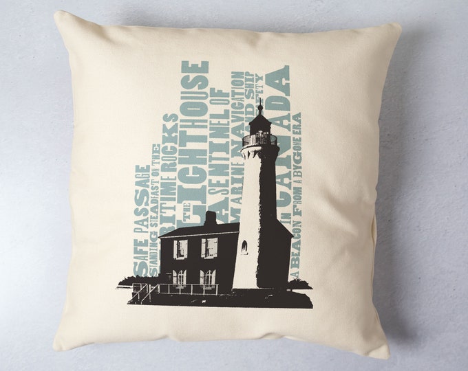 Coastal Lighthouse Pillow Cover Canadian Icons Marine Decor