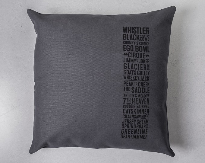 Whistler Ski Runs Bus Scroll Pillow