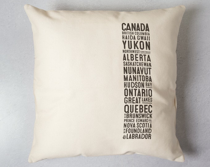 Canada Regions and Provinces Bus Scroll Pillow