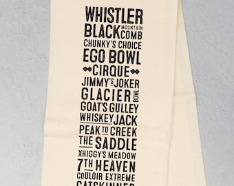 Whistler/Blackcomb Ski Runs Tea Towel