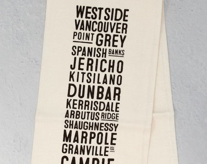 West Side Vancouver Neighbourhood Tea Towel