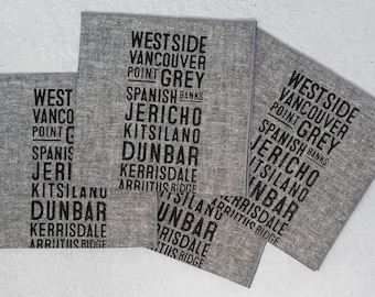 West Side Vancouver Bus Scroll Serviettes