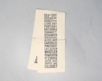 Sea to Sky Neighbourhoods Bus Scroll Tea Towel