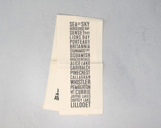 Sea to Sky Neighbourhoods Bus Scroll Tea Towel