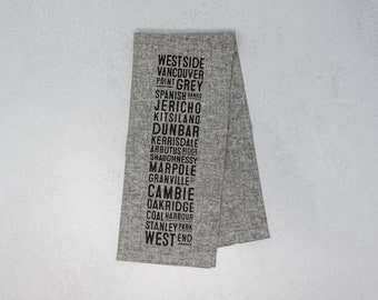 West Side Vancouver Neighbourhood Tea Towel