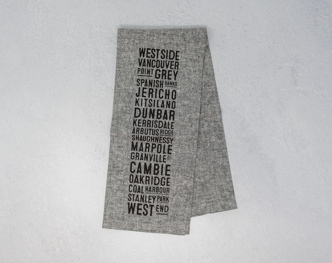West Side Vancouver Neighbourhood Tea Towel