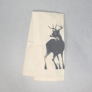Canadian Buck Tea Towel Gray