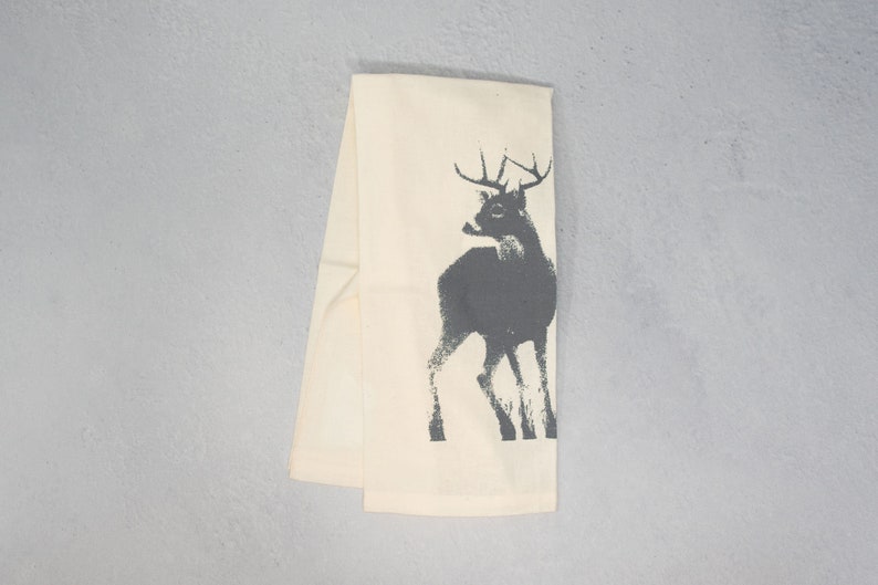 Canadian Buck Tea Towel Gray