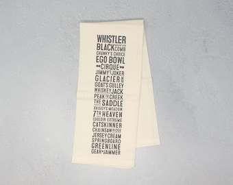 Whistler/Blackcomb Ski Runs Tea Towel