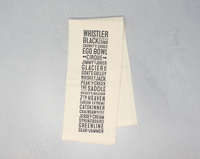 Whistler/Blackcomb Ski Runs Tea Towel