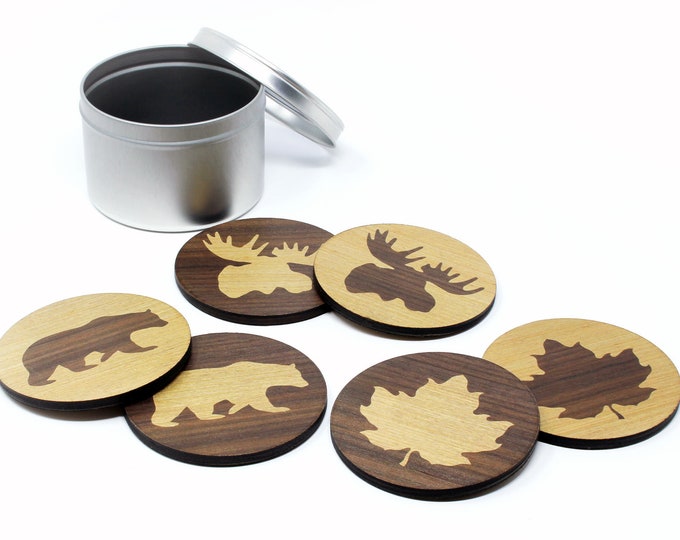 Maple Walnut True North Coasters