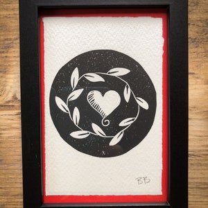 Heart Lino print