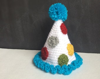 Party hat first birthday crochet baby photo prop