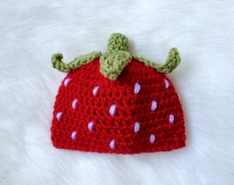 Crochet strawberry baby girl newbornhat red