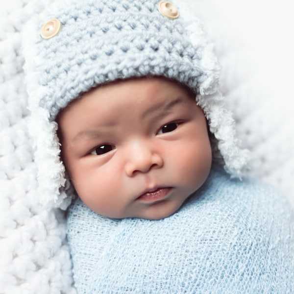 Aviator hat crochet baby boy newborn photo prop