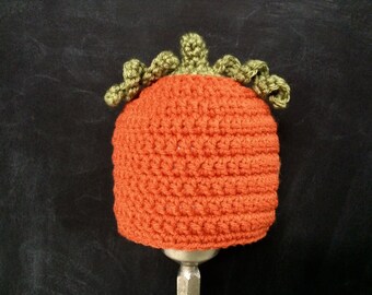 Pumpkin hat crochet boy girl halloween fall newborn