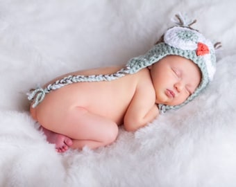 Owl hat baby child boy girl crochet