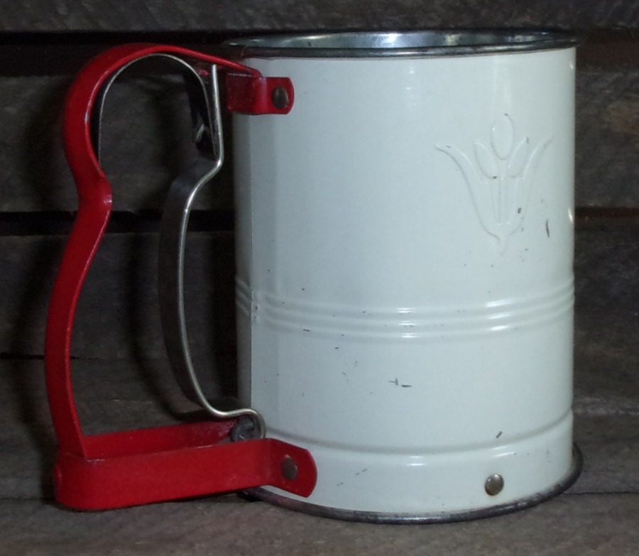 Vintage Androck Flour Sifter Handi Sift Jr Red and White Etsy