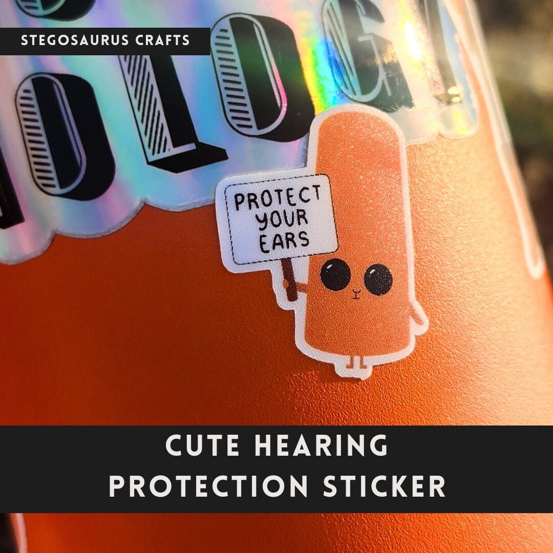Orange Ear Plug Earplug Sticker - Hearing Protection Sticker - Funny ...